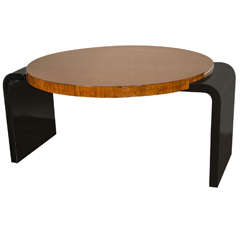 Streamline Art Deco Occasional Table in Walnut & Black Lacquer by Modernage 9