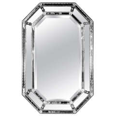 Exquisite Smoked Venetian Glass Mirror with Inset Smoked Panels