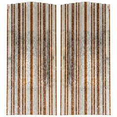 Handblown  Mid-Century Modernist  Amber and Clear Glass Sconces by Poliarte