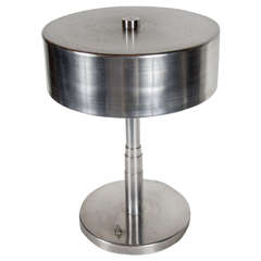 Art Deco Machine Age Desk Lamp in Brushed Nickel and Skyscraper Detailing
