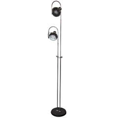 Mid-Century Modernist Chrome and Matte Black Enamel Adjustable Floor Lamp