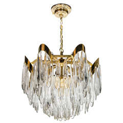 Outstanding Mid-Century Modernist Cascading Crystal Chandelier by Lobmeyr