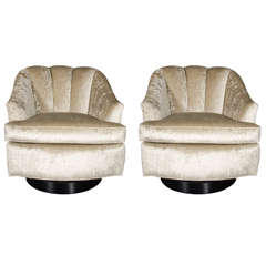Ultra Chic Mid-Century Modernist Channel Back Swivel Chairs