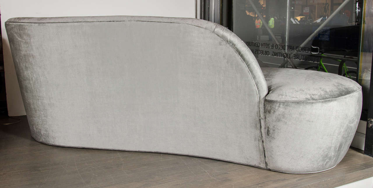 20th Century Outstanding Kagan Style Sofa by Weiman Preview in Smoked Grey Velvet