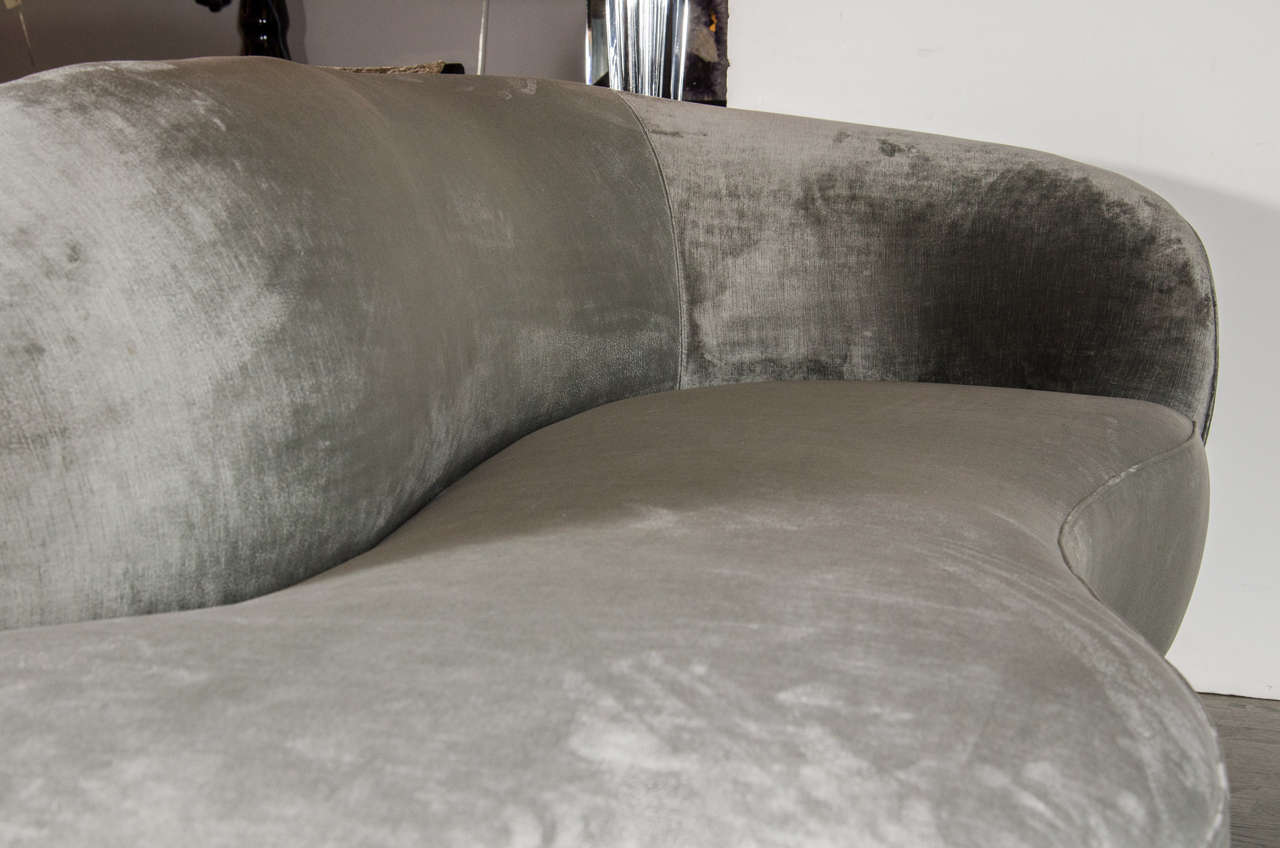 Outstanding Kagan Style Sofa by Weiman Preview in Smoked Grey Velvet 2