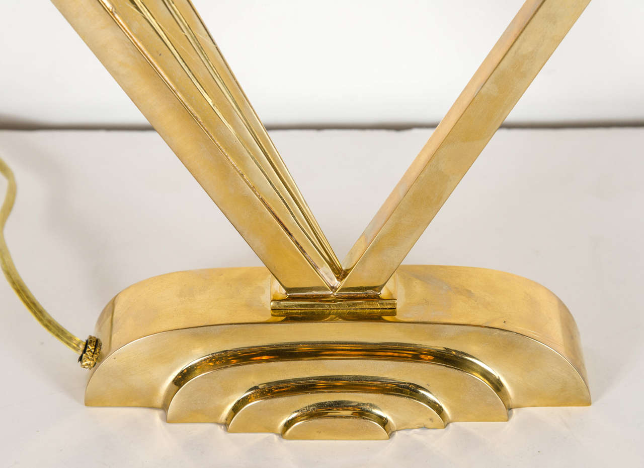 Art Deco Machine Age Brass Desk Lamp in the Manner of Josef Hoffman In Excellent Condition In New York, NY