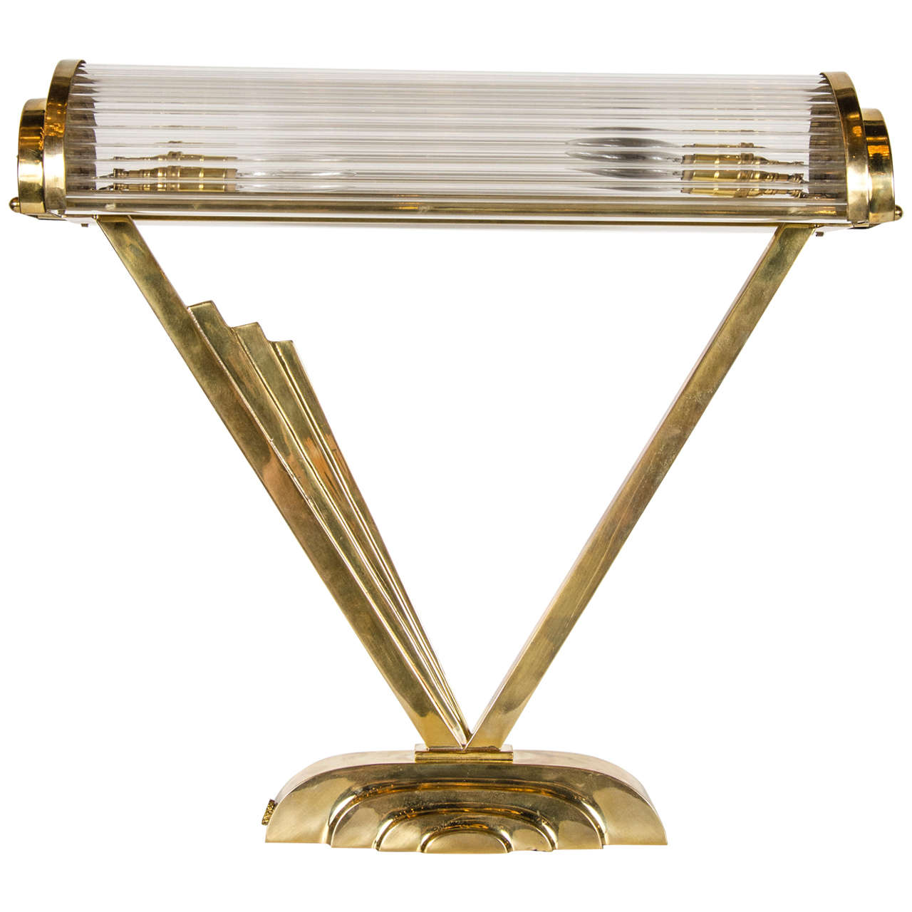 Art Deco Machine Age Brass Desk Lamp in the Manner of Josef Hoffman