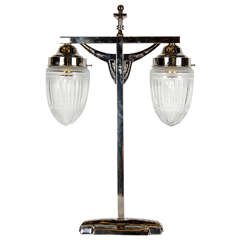 Art Deco Bauhaus Style Table or Desk Lamp in Polished Nickel Bronze
