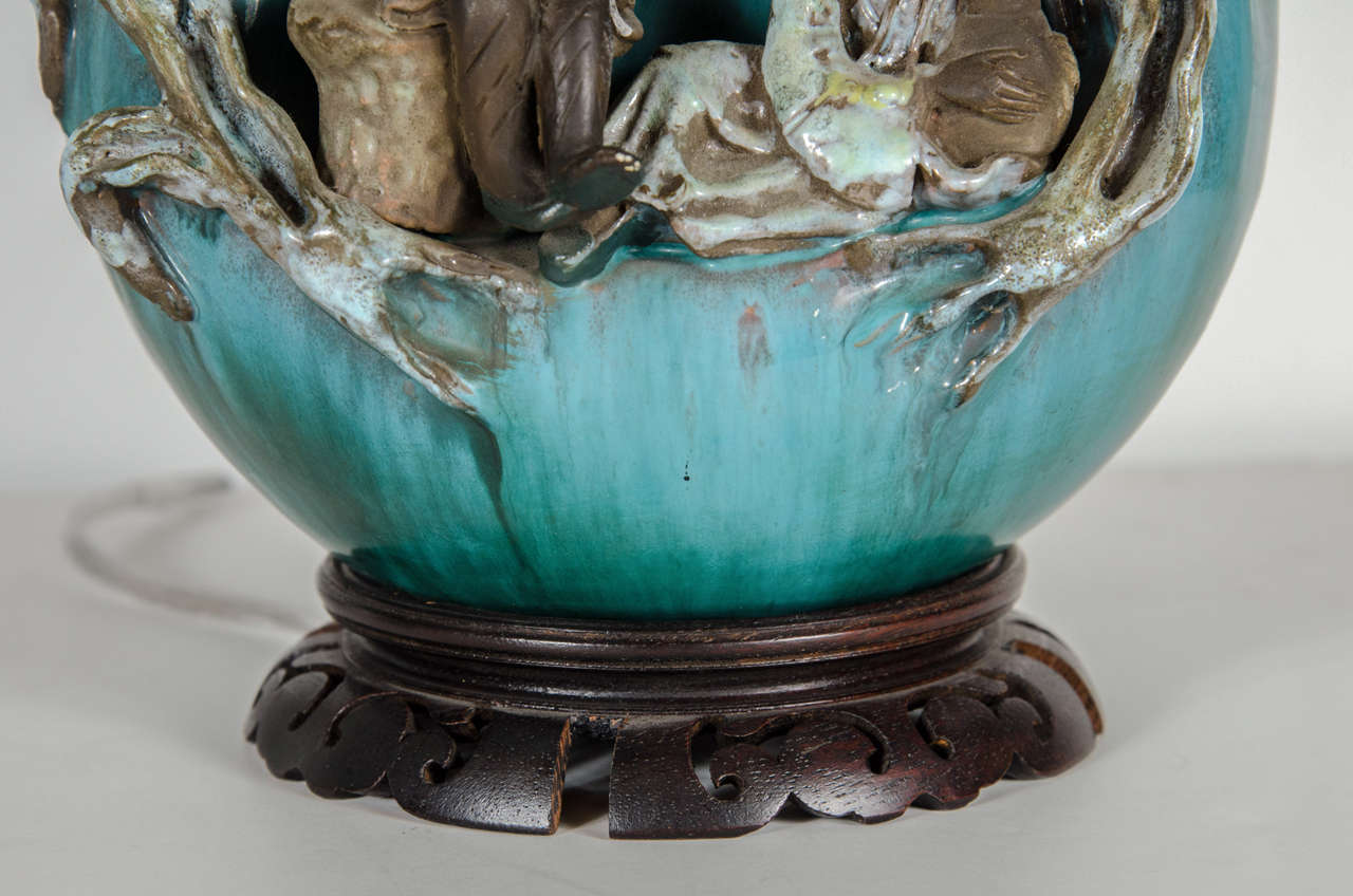 Exquiste Marcello Fantoni Chinese Scholar Ceramic Table Lamp 1