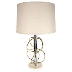 Mid-Century Modernist 'Atom' Table Lamp with Travertine Marble Base