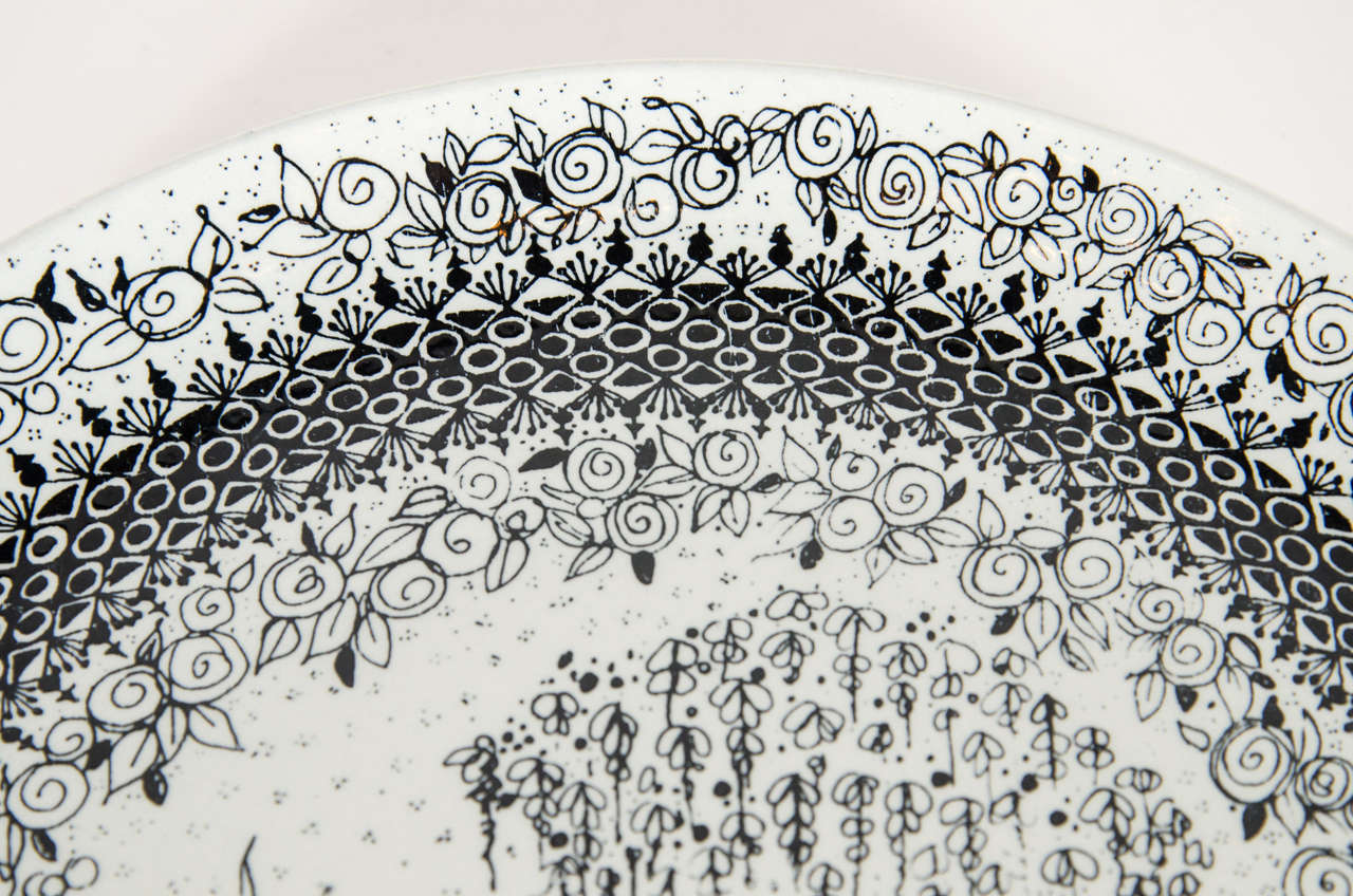 Danish Hand Painted Ceramic Plate by Bjorn Winblad for Rosenthal