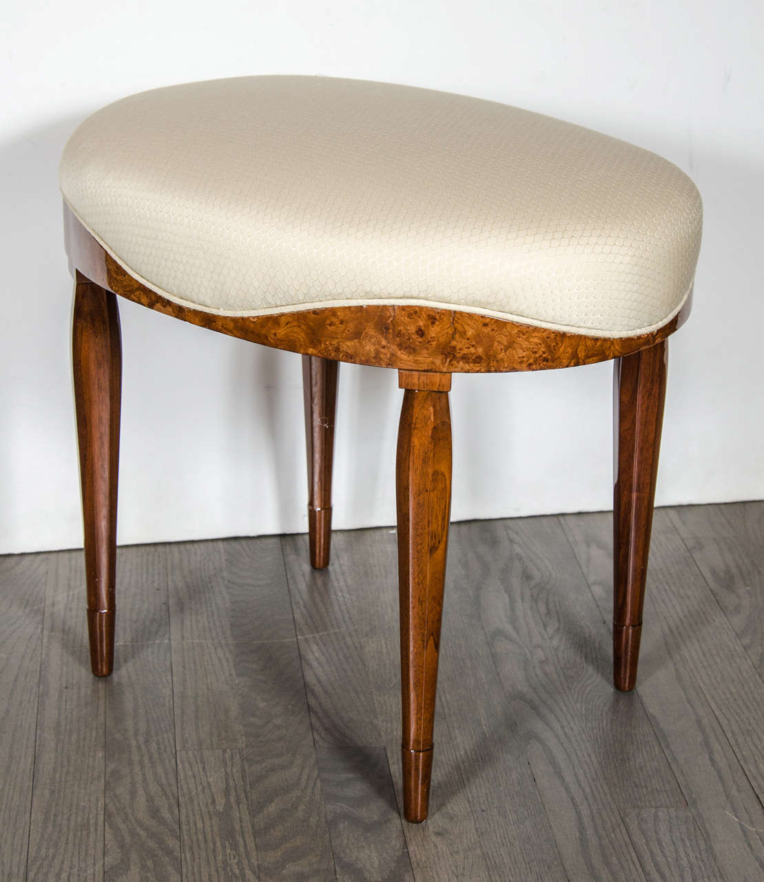 Art Deco Oval Vanity Stool in the Manner of Ruhlmann