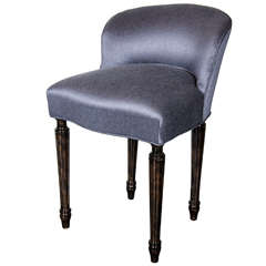 Art Deco Vanity Stool with Balustrade Form Legs and Blue Sharkskin Upholstery