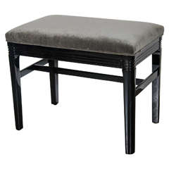 Art Deco Machine Age Bench in Black Lacquer & Grey Velvet 9