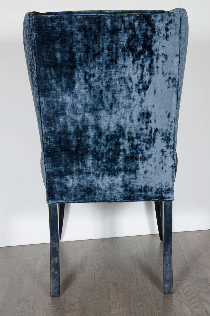 Mid-20th Century Brilliant Pair of Mid-Century Modernist Sapphire Blue Velvet Occasional Chairs