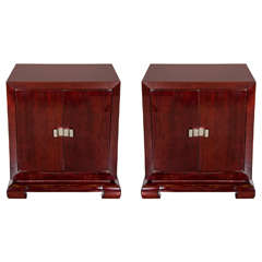 Pair of 1940s Hollywood Nightstands or End Tables by Grosfeld House Pair of 1940s Hollywood Nightstands or End Tables by Grosfeld House