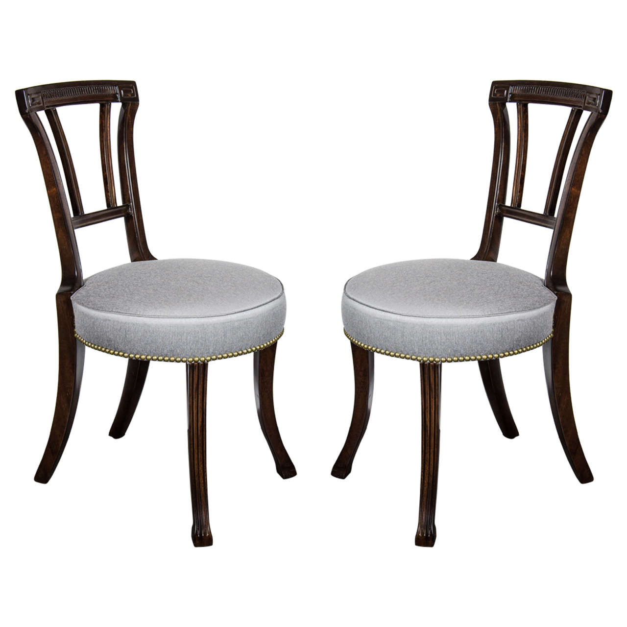 Pair of 1940s Hollywood Greek Key Occasional Chairs by Grosfeld House