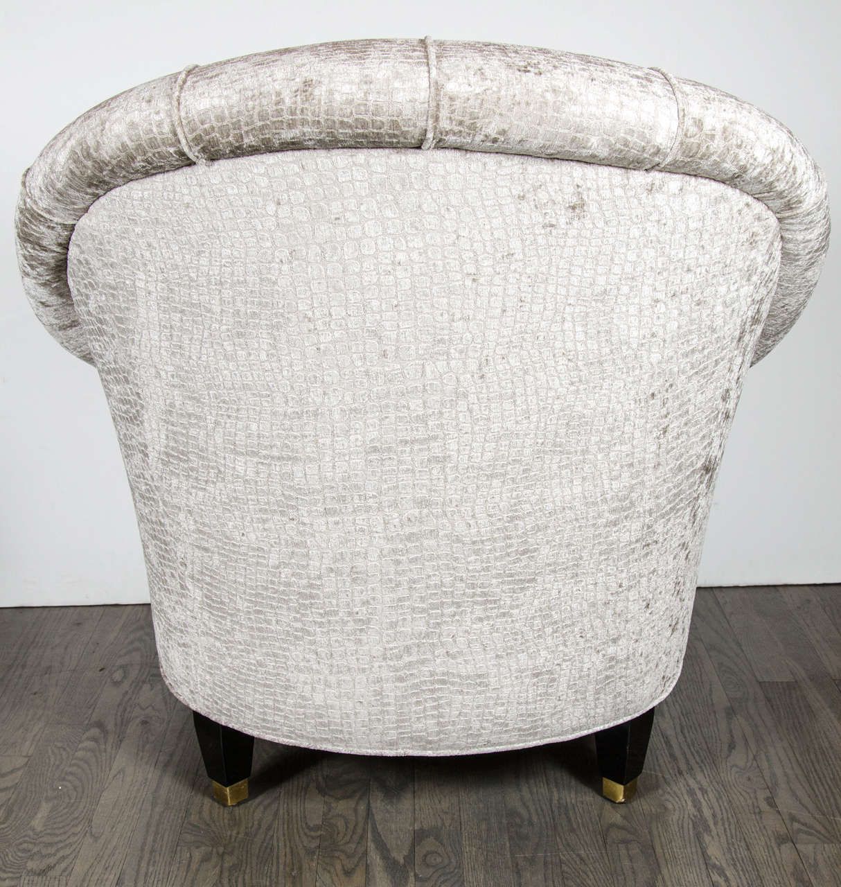 Mid-Century Modern Tufted Button Back Club Chair in Gauffraged Crocodile Velvet 1