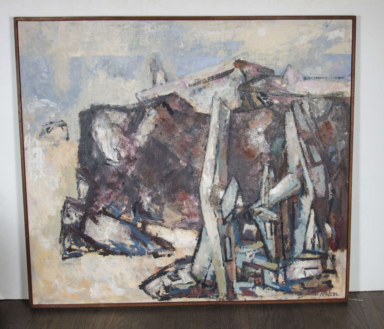 Mid-Century Modernist Abstract Oil on Canvass by Max Kahn