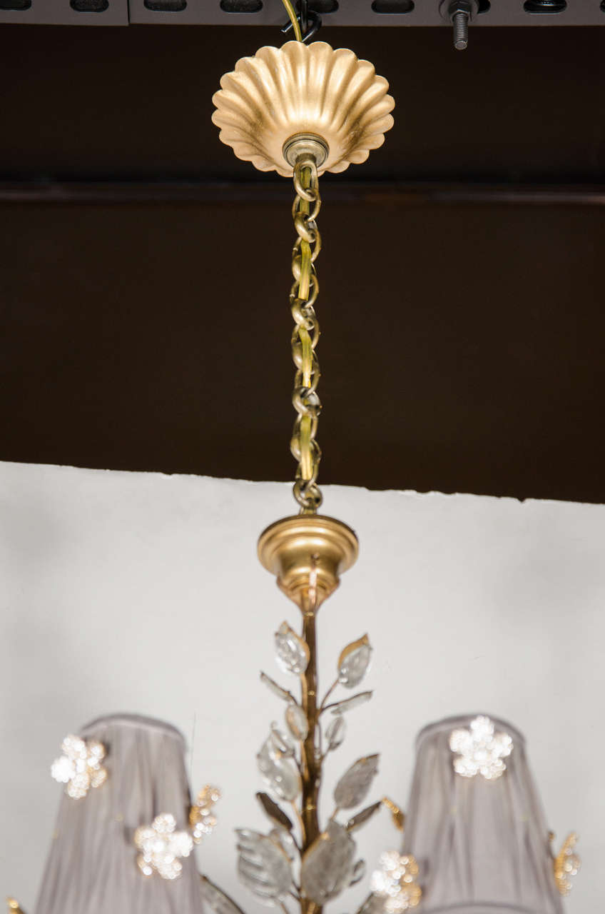 Exquisite Glass, Crystal and Gilt Chandelier in the Manner of Bagues In Excellent Condition In New York, NY