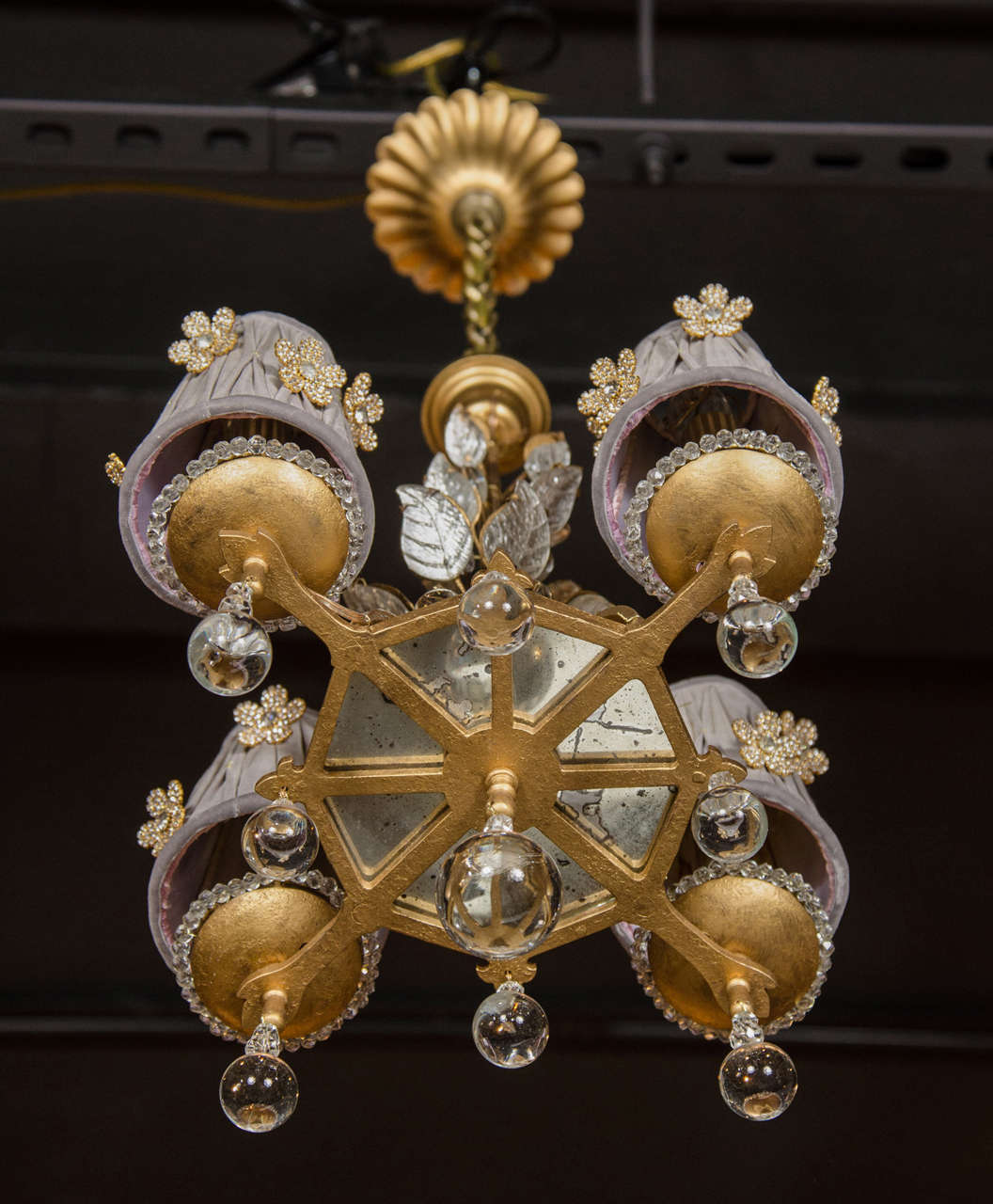 Exquisite Glass, Crystal and Gilt Chandelier in the Manner of Bagues 2