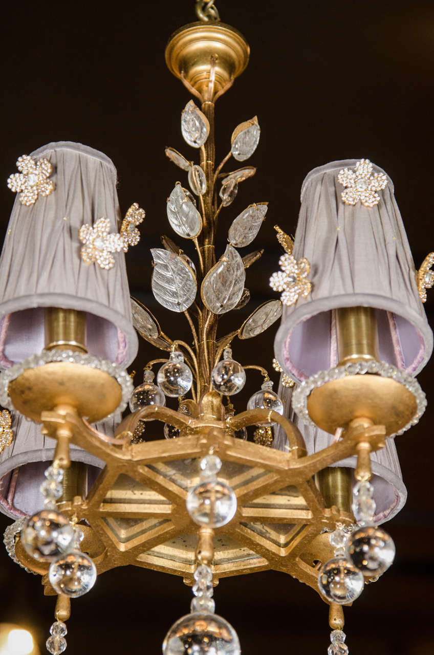 Exquisite Glass, Crystal and Gilt Chandelier in the Manner of Bagues 3