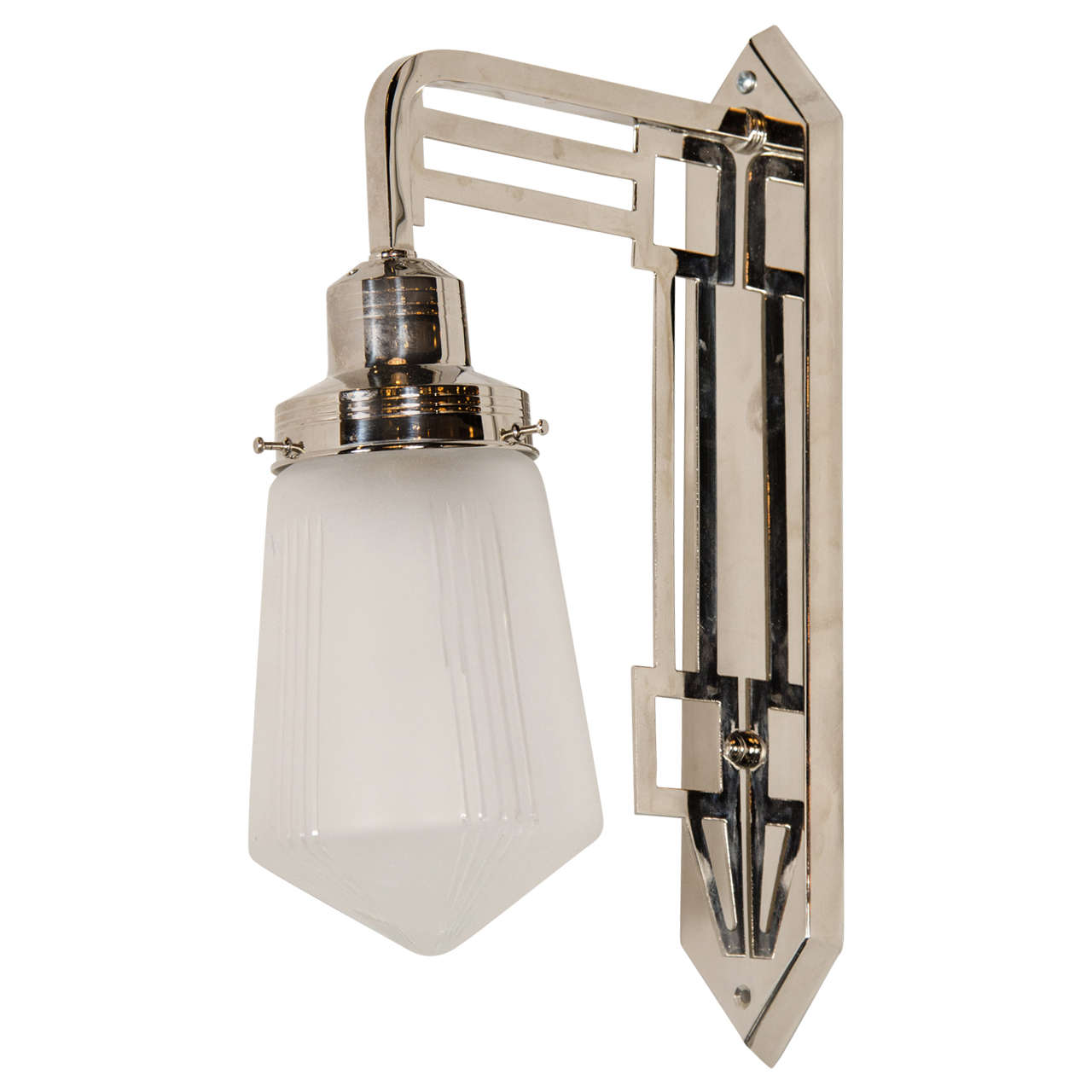 Art Deco Bauhaus Style Sconce in the manner of Josef Hoffman in Polished Nickel