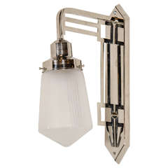 Art Deco Bauhaus Style Sconce in the manner of Josef Hoffman in Polished Nickel