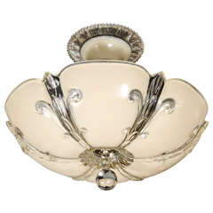 Art Deco Molded and Relief Glass Dome Chandelier
