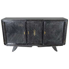 Art Deco Directore Style, Silver Cerused Oak Sideboard with Bronze Mounts