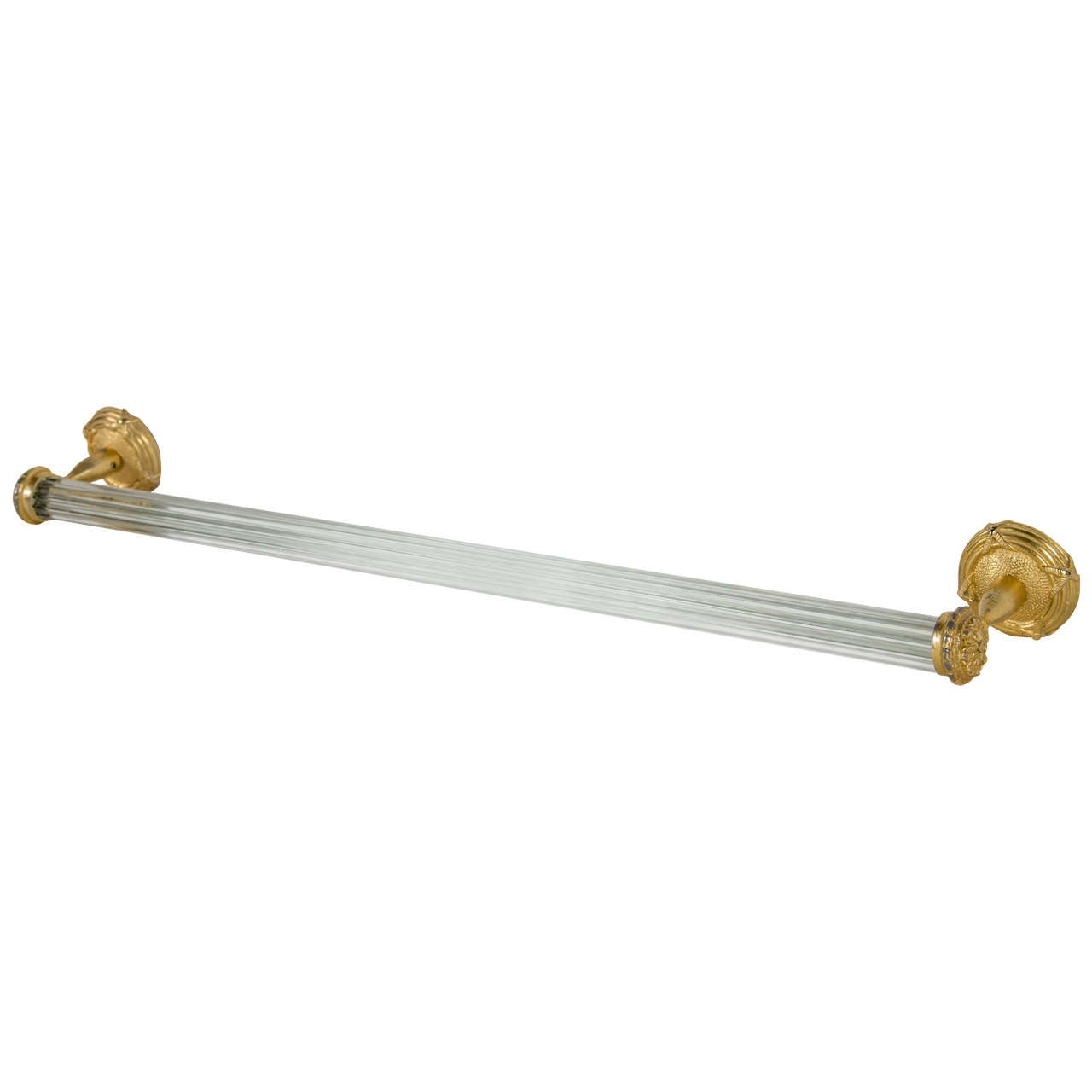 Elegant Glass Rod and Gilt Towel Rod by Sherle Wagner
