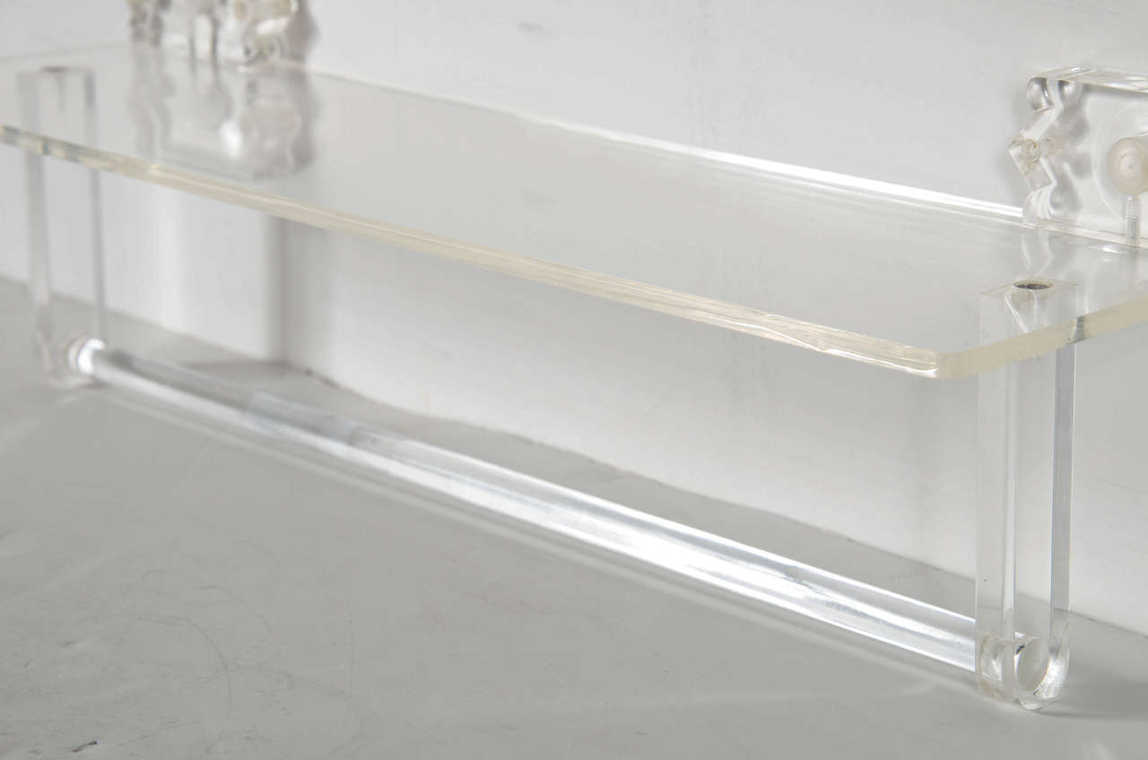 Late 20th Century Mid-Century Modernist Lucite Towel Rail and Shelf