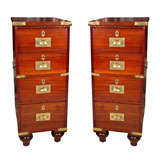 Pair of Mahogany Campaign Pedestals