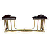 Adjustable Leather and Brass Fireplace Club Fender