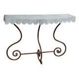 Tin Top Scalloped Console - Iron Scroll Base