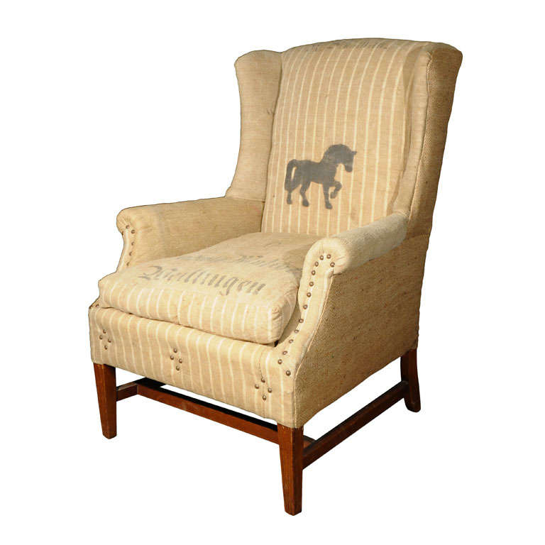 Wing Chair with Horse Graphic