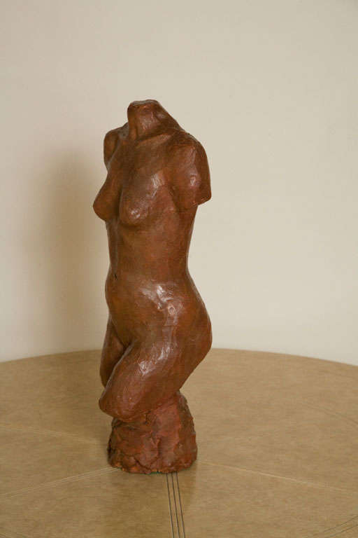 Hand Sculpted Terra Cotta Female Torso