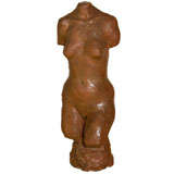 Hand Sculpted Terra Cotta Female Torso