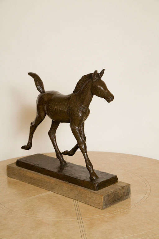 Cast Bronze Foal Sculpture by Skule Waksvic