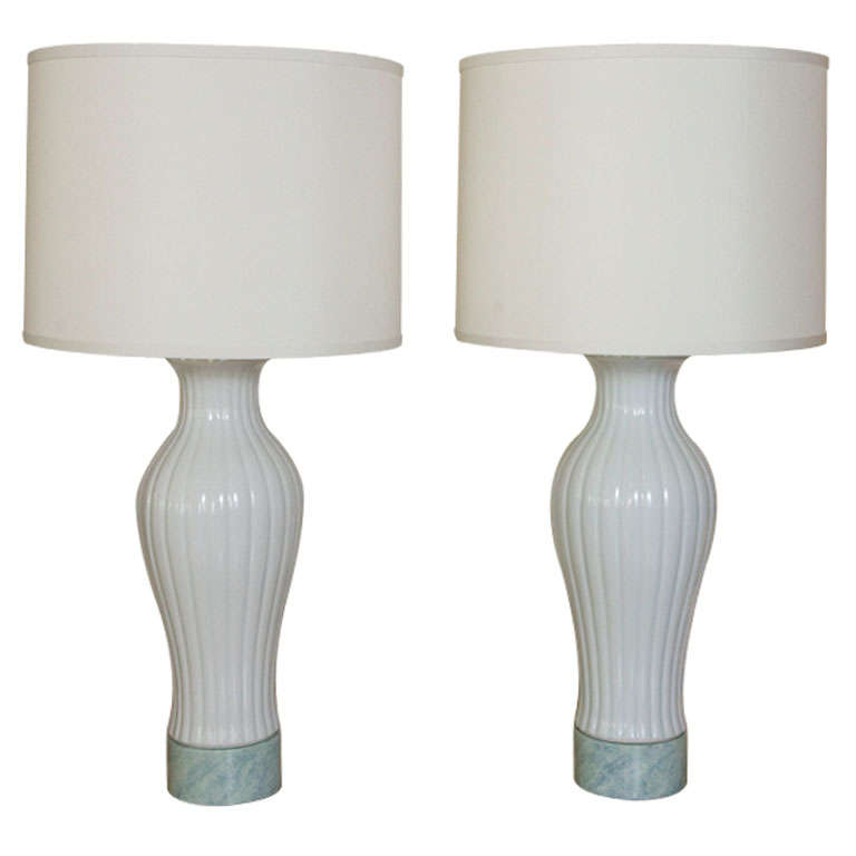 Pair of Celadon Porcelain Table Lamps by William Haines.