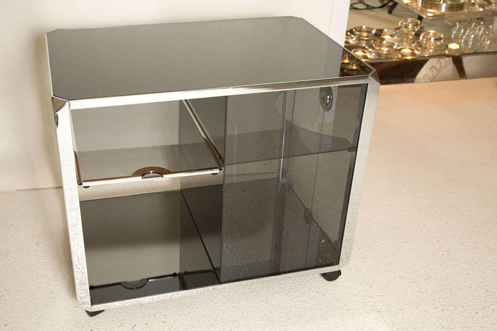 Chrome, Glass and Mirrored Drinks Trolley by Pierre Cardin