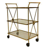 Vintage Neo Classical Three Tier Italian Brass Drinks Trolley