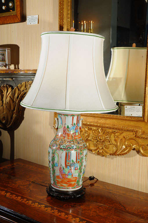 Chinese Rose Medallion Vase as Lamp