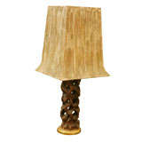 CARVED WOOD LAMP BY JAMES MONT