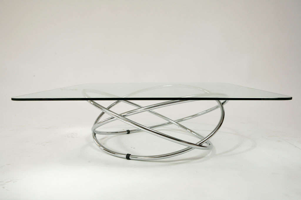Mid-20th Century French Chrome Circles Coffee Table