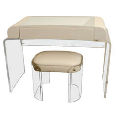Lucite Vanity / Desk And Stool