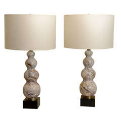 Pair Of Unusual Bobble Ceramic Lamps
