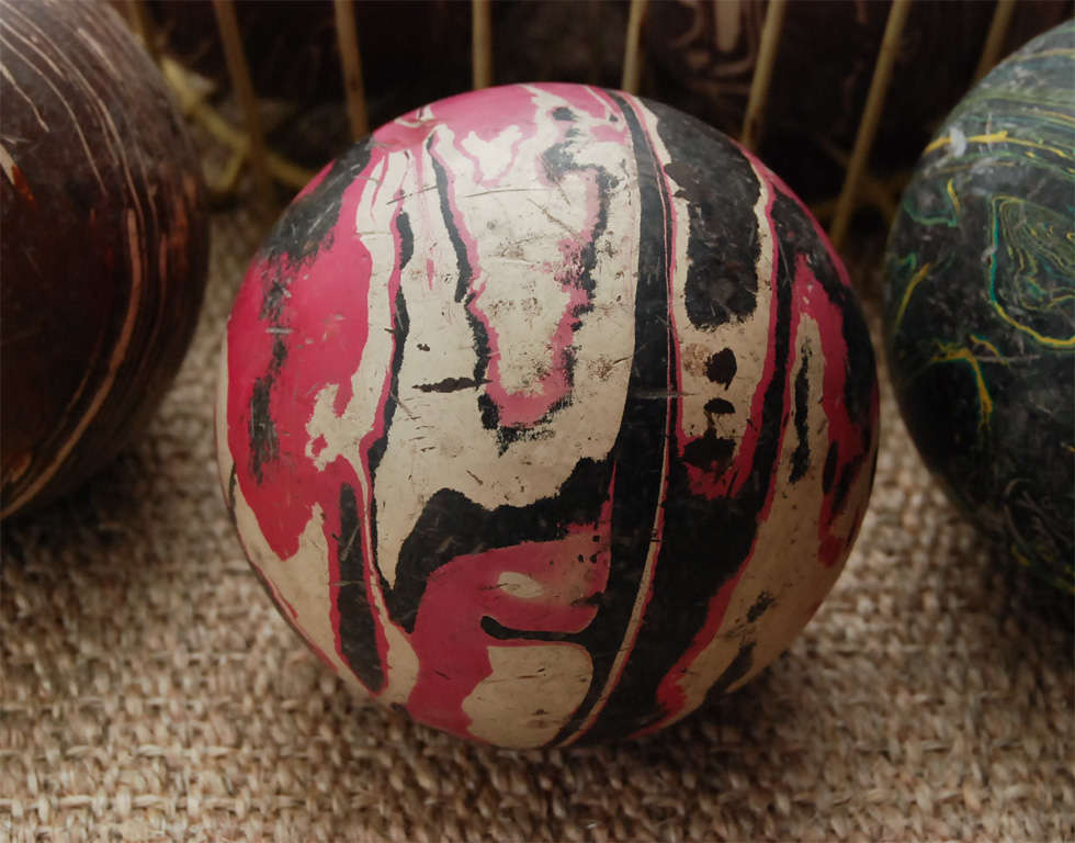 Unknown A Basket Full of Marblized Bowling Balls For Sale