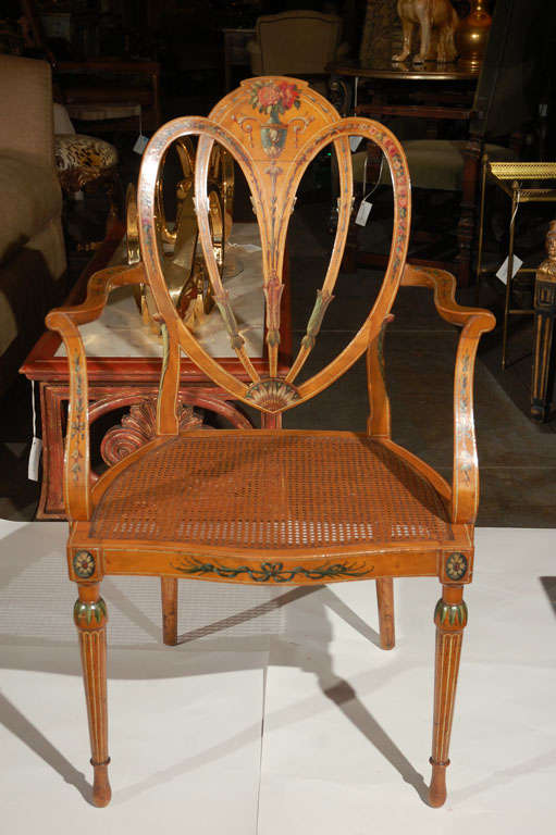 Chaise Adams magnifiquement mise à l'échelle et détaillée, avec assise nouvellement cannée