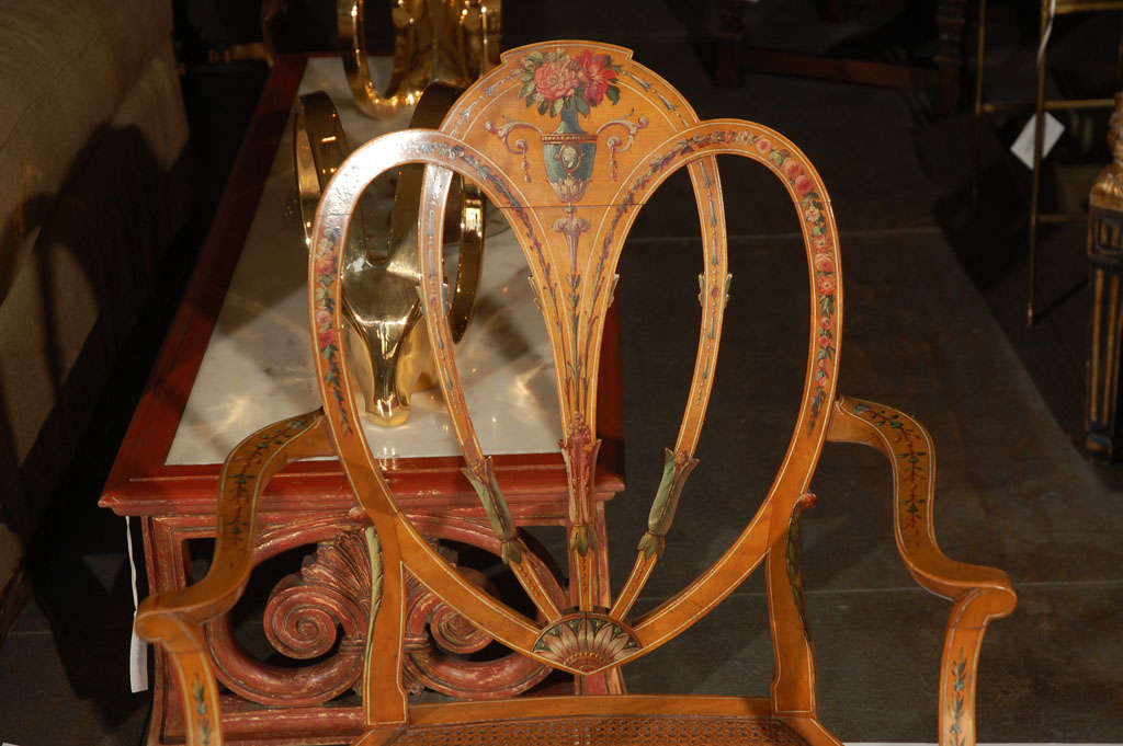 19th c. English Painted Adams Arm Chair In Good Condition For Sale In Los Angeles, CA